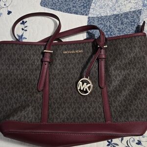 Michael Kors Burgundy and Brown Tote